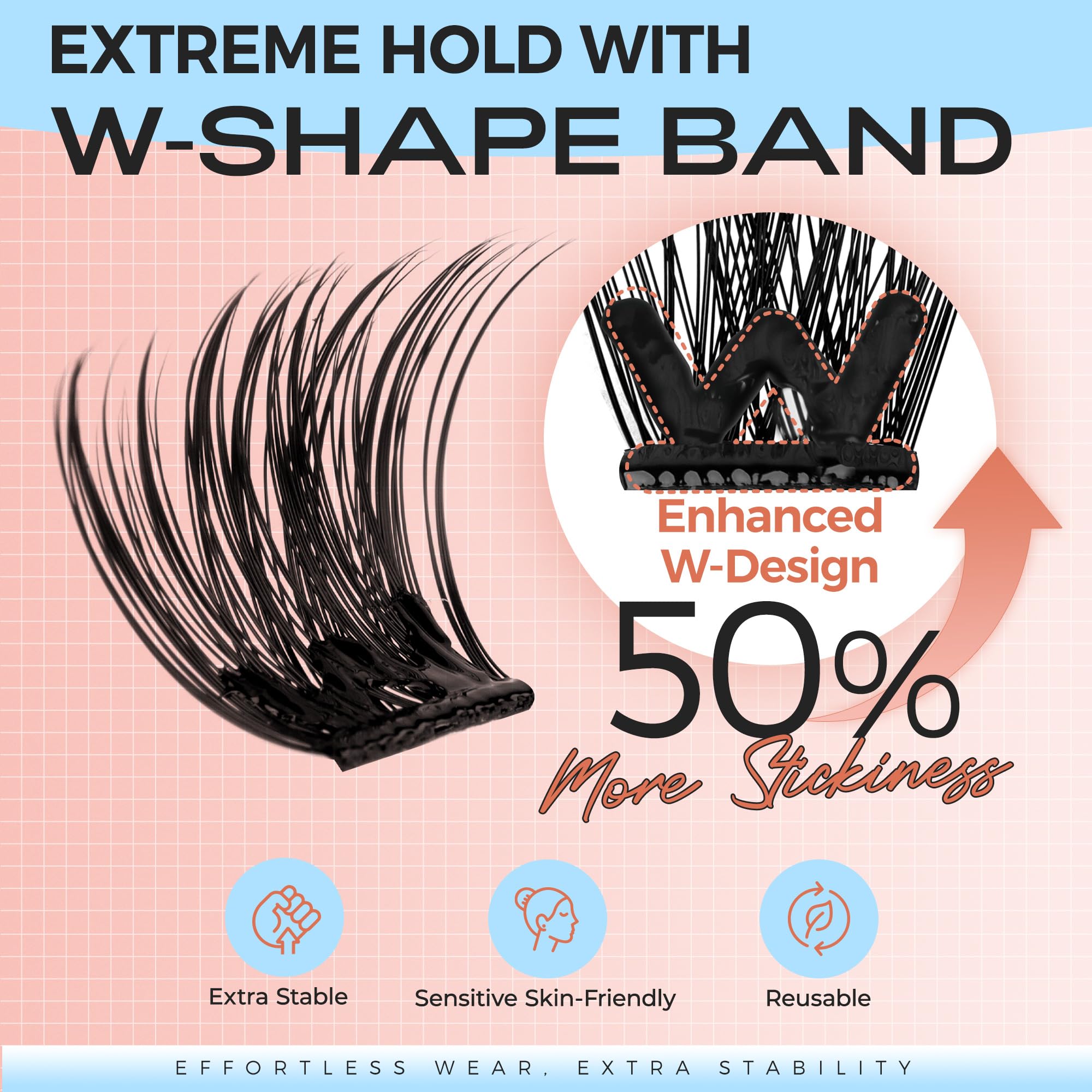 POPUP Self Adhesive Eyelashes 72Pcs D Curl Self Adhesive Lash Clusters Press on Lashes No Glue and Remover Needed Reusable Wispy Pre Glued Eyelashes with Tweezers for Beginners (ZN23)