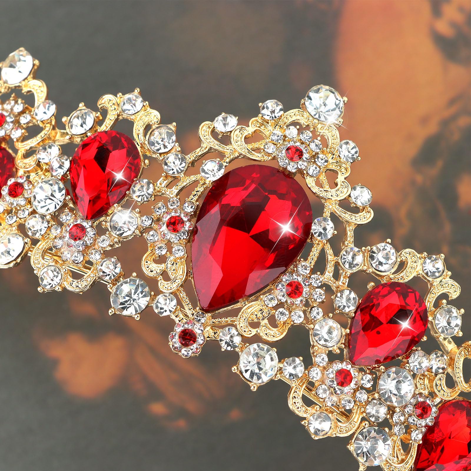 Amazon.com: CIEHER Royal Crystal Tiara for Women, Red  display picture 3