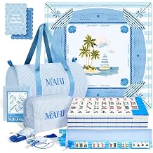 Complete American Mahjong Set with 166 Tiles, Quiet Mahjong Mat, 4 Racks with Pushers, Dice, Chips, Storage Bags & Instruction, Portable Mahjong Game for Travel, Family Game Night & GiftsGarden