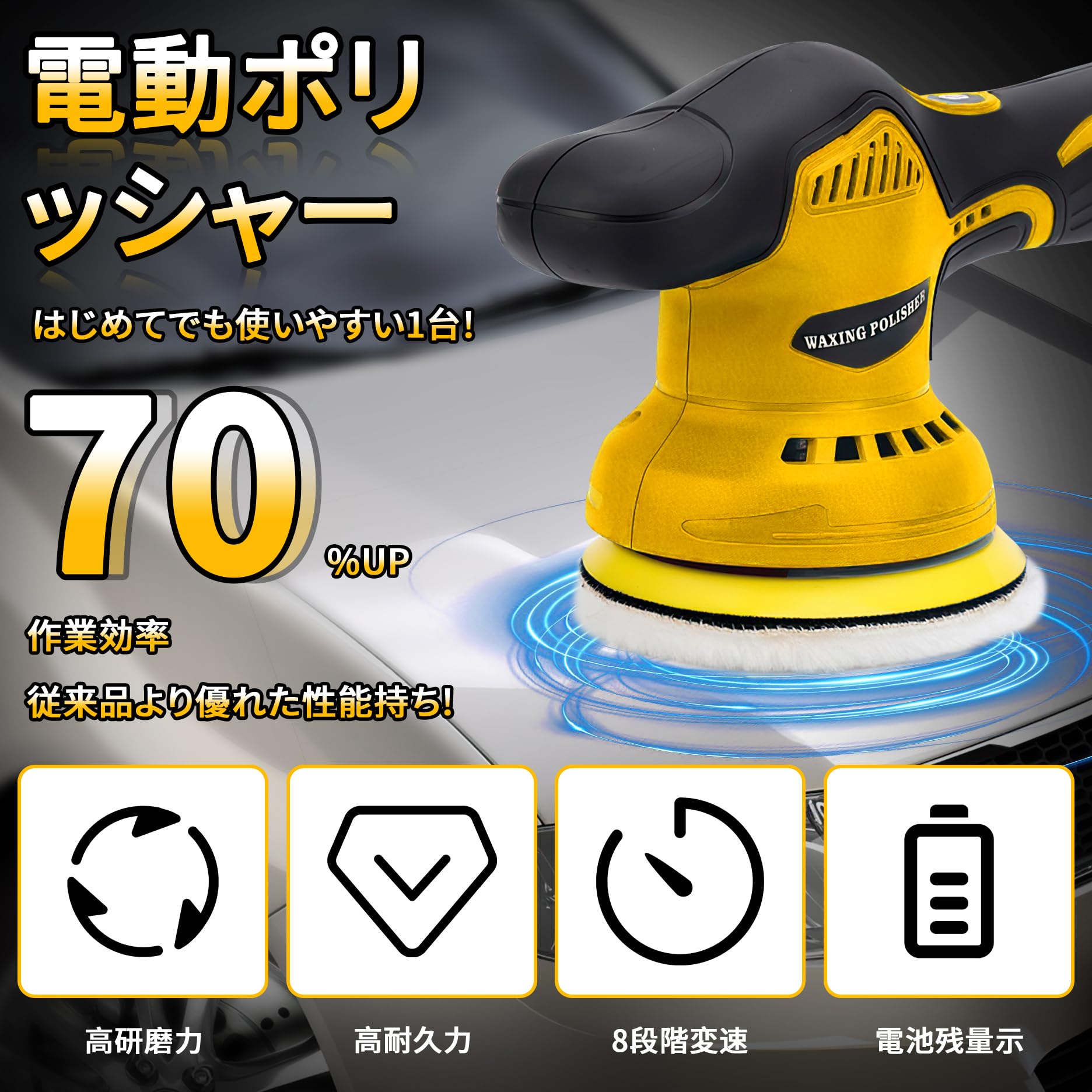 Amazon | 【2025強化版】ポリッシャー 充電式ポリッシャー 電動