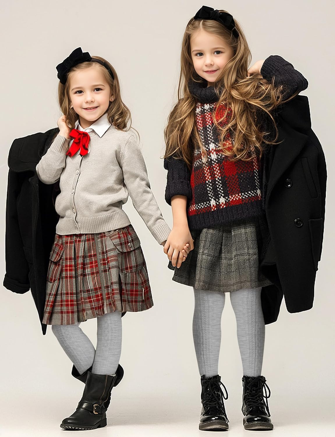 Baby Girls Tights 2 Pack Cable Knit Toddler Leggings Winter Solid Cotton Tights School Stockings 2T-12 Years