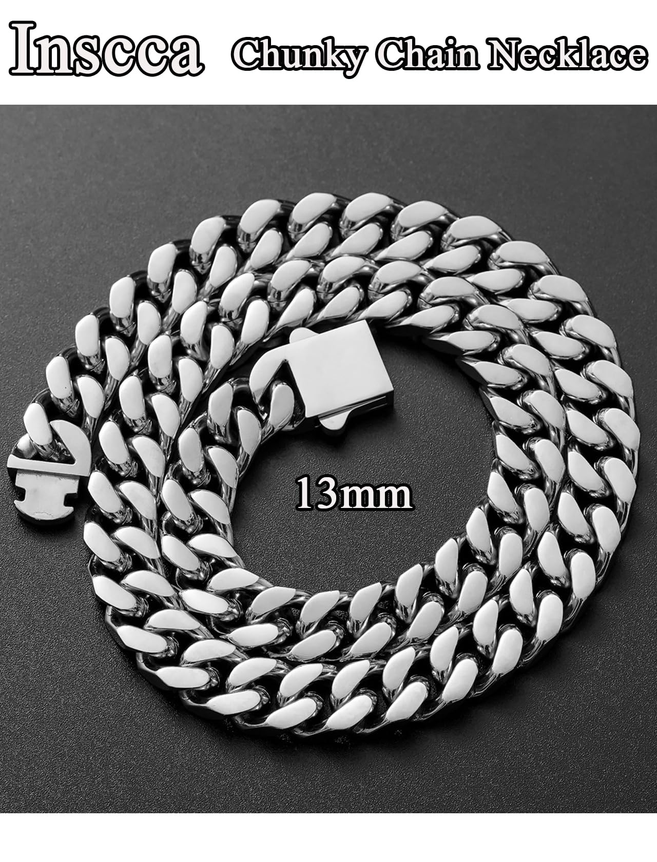 Collana Uomo Acciaio Inossidabile Sottile/Grosse 7/9/11/13 mm Collane Cubana Argento Chirurgico 316L Catena Donna Girocollo Catena Womo Inox Punk Hip Hop Rapper Catenina 45/50/55/60/70 cm