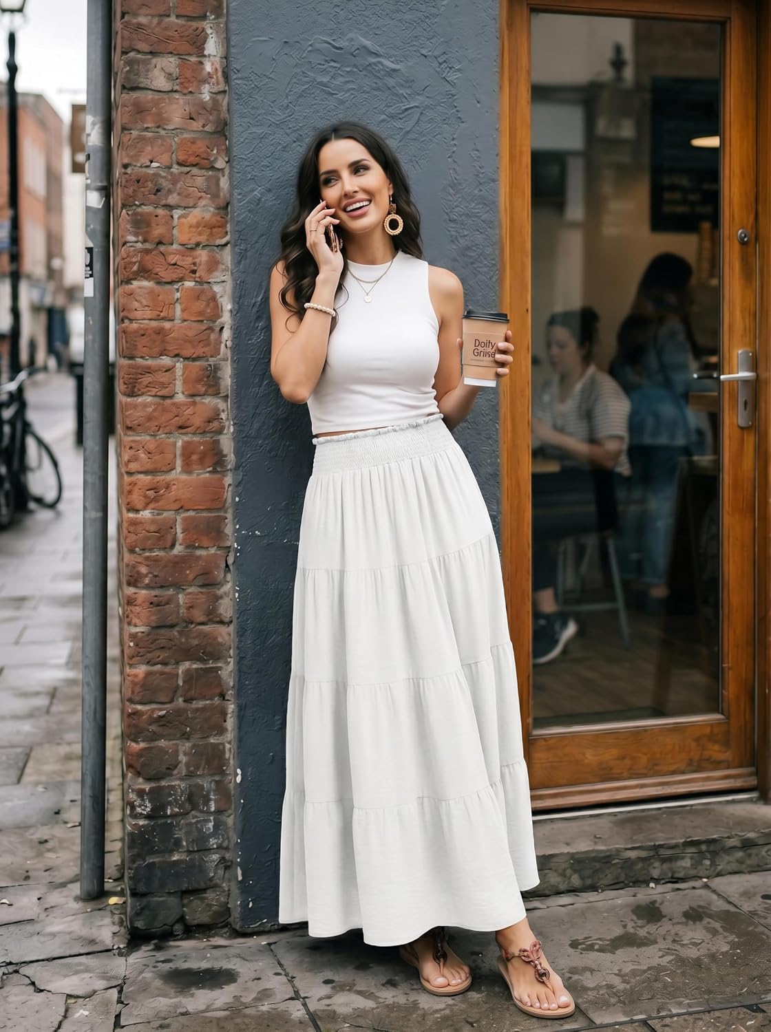 Lepunuo Women's High Waist Elastic Maxi Skirt - Flowy Summer Long Skirt — view 3