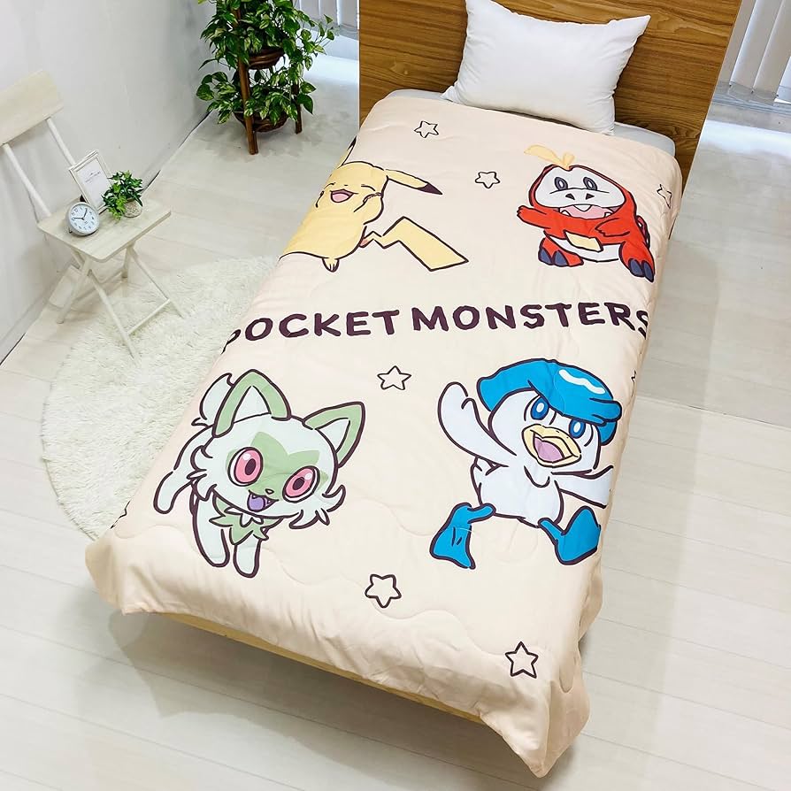 ポケモン　掛け布団　クワッス　ニャオハ　ホゲータ　グレー　ふとん　インテリア Amazon｜MORIPiLO ポケモン 夏用掛け布団 ピカチュウ ニャオハ