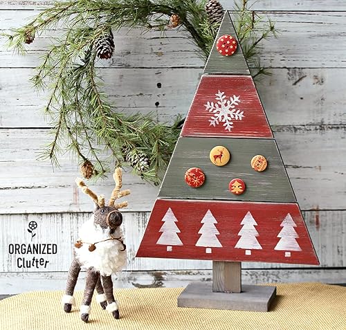 Miniatura 5 de Creative Hobbies Árbol de Navidad de palé de madera de pie, 14.5 x 9.5 pulgadas, decoración rústica de granja, proyecto de manualidades, paquete de 2