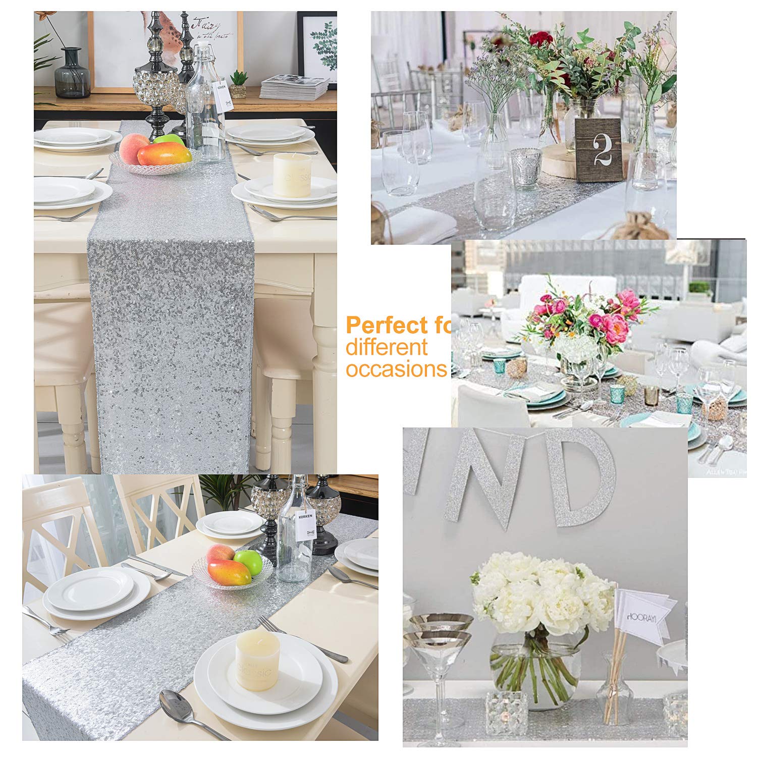 Runner Tovaglia Con Paillettes 35,6x274,3 Cm: Eleganza Per Matrimoni E Natale, Colore Blush Pink