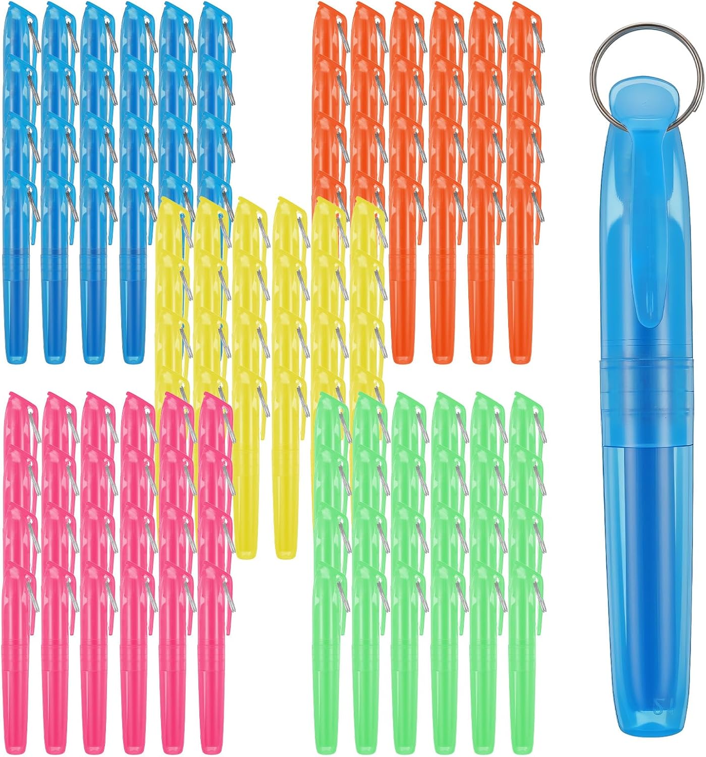 120 Pcs Mini Highlighters with Key Ring, 5 Vibrant Colors (Blue, Green, Yellow, Orange, Pink) – Compact, Quick-Dry & Portable Highlighter Pens for Learning, Office & Home