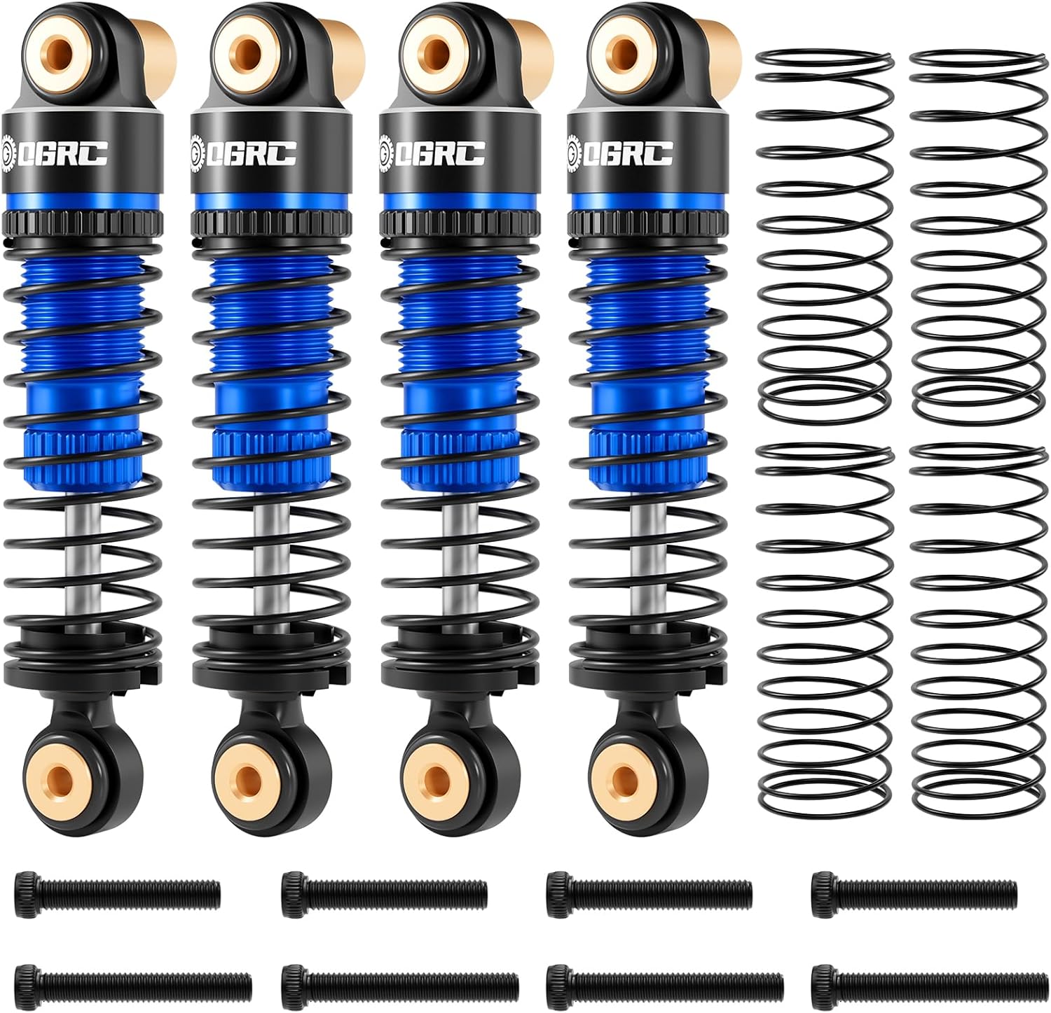 OGRC 42mm Double Spring Big Bore Oil Shock Absorber for Axial 1/24 SCX24 AX24 Upgrade Parts (Blue)