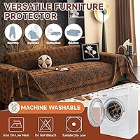 Vista 37 de VClife funda boho de sofá de felpilla para sofá seccional, funda antideslizante para sofá de 2 plazas, protector para mascotas con borlas, funda