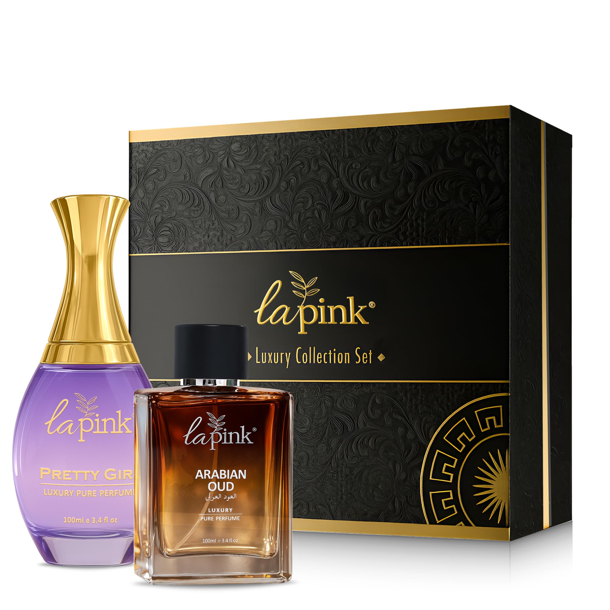 La Pink Arabian Oud & Pretty Girl Pure Perfume Gift Set | Premium Fragrance Gift for Him & Her | Luxury Long Lasting Scent with Spicy & Citrus Notes | Ideal Gift for Special Occasions | 100ml each-image-29