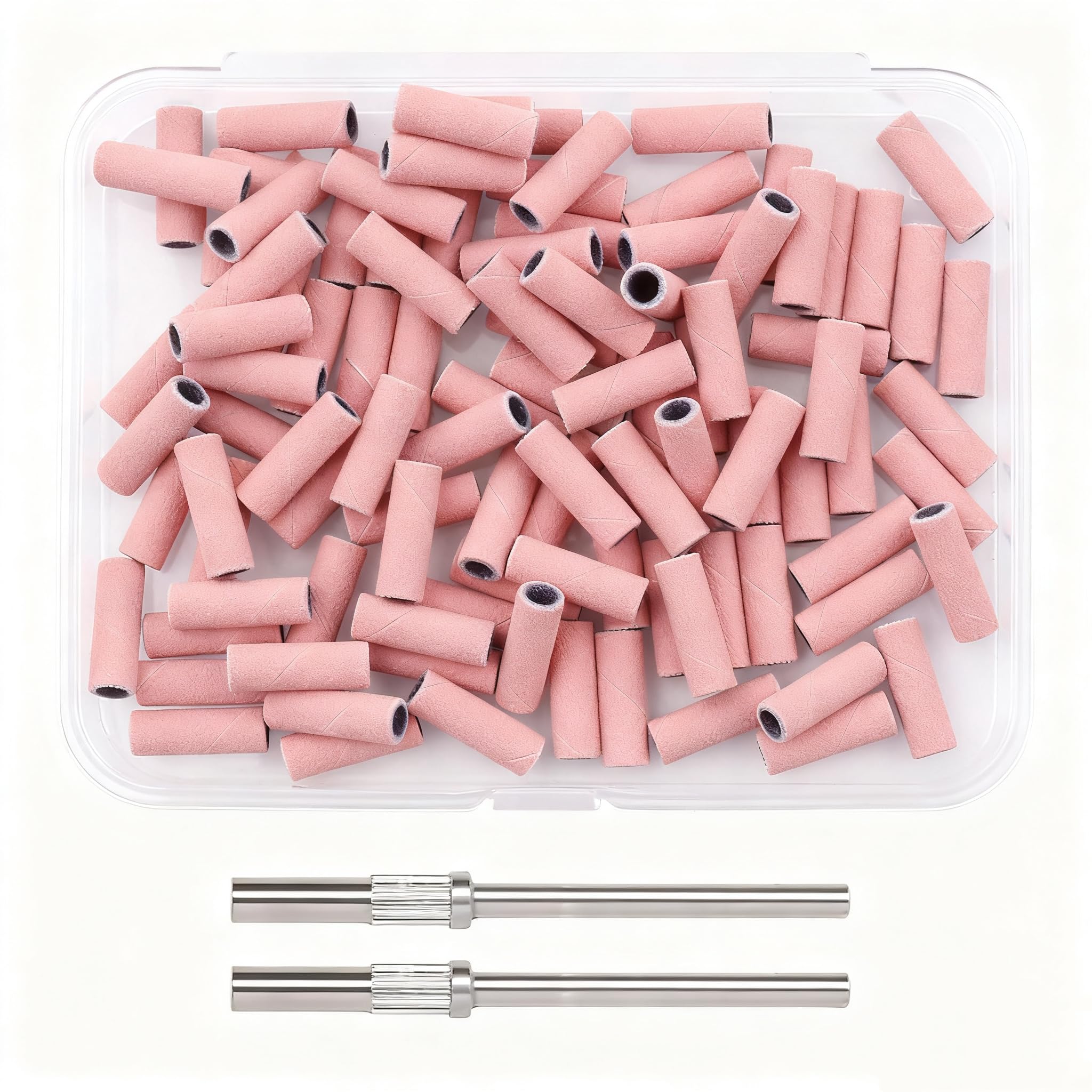 100 Bandas De Lijado Pequeñas Para Broca De Uñas Con Pulido De Uñas Naturales 240# Rosa Sanding Bands Grano 240 Mini Bandas De Lijado Para Taladro De Uñas Para Cutícula De Limpieza