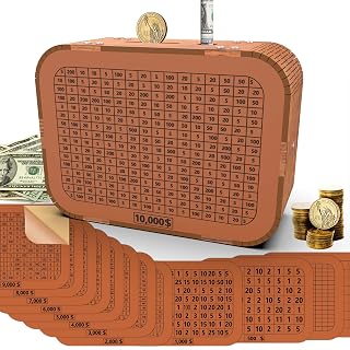 Money Saving Box, Cash Vault Wooden Savings Challenge Box for 10,000 5000 3000 1000 Dollar Target, DIY Puzzle Cash Saver Box Reusable Money Box with Counter Coin Bank for Adults Kids Boys Girls
