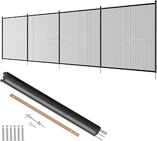 VEVOR Clôture de Piscine, Barrière de Piscine Creusée 1,21x3,66 m Clôture Amovible de Sécurité Pliable Tige en Aluminium Tissu Maille PVC Teslin 340 g/m² pour Protection Enfants Animaux Domestiques