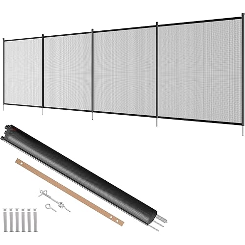 VEVOR Pool Fence, 4 x 12 FT Pool Fences for Inground Pools, Removable Pool Fencing, Easy DIY Installation Swimming Pool Fence, 340gms Teslin PVC Pool Fence Mesh Protects Kids and Pets