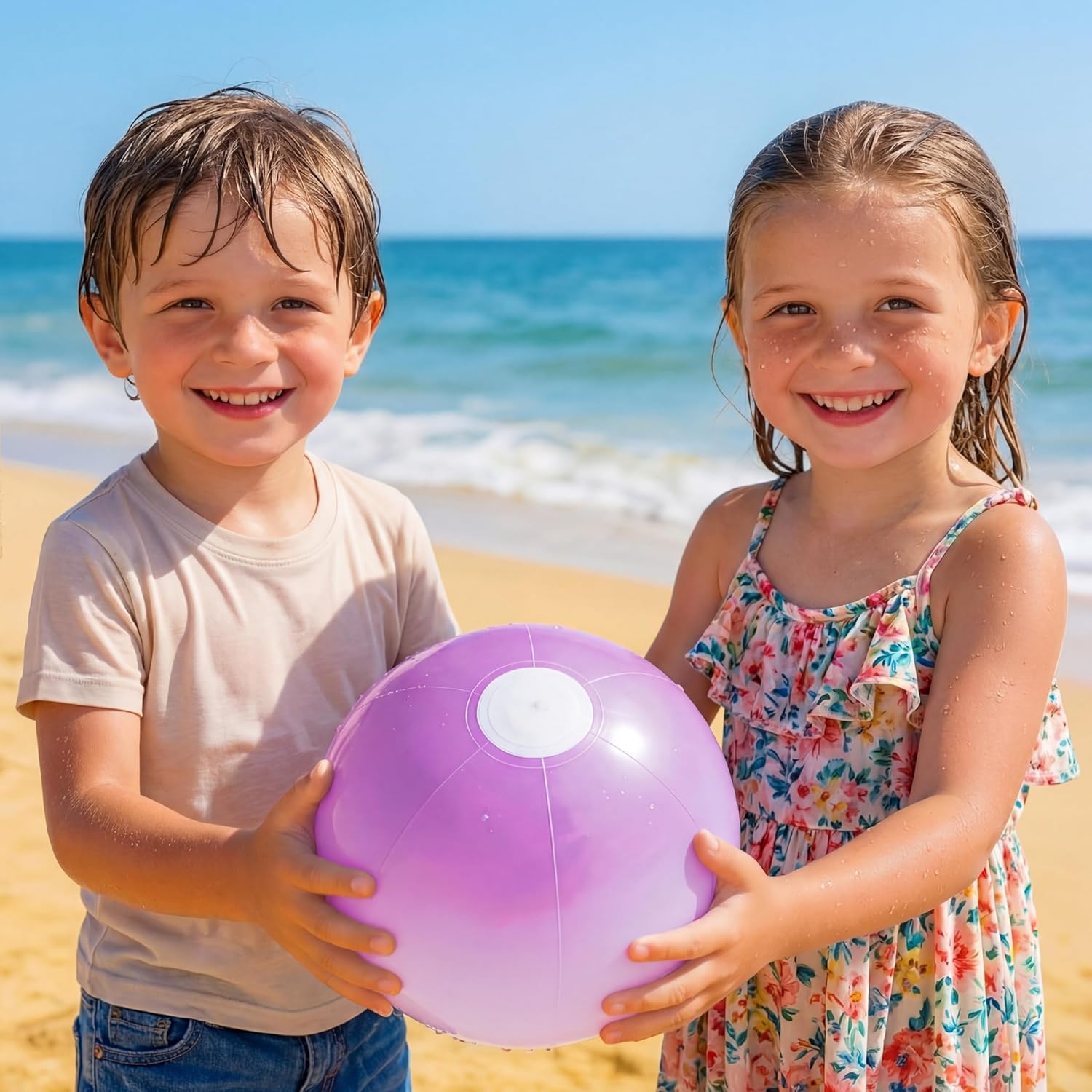 MiniInflat 24 Pcs Light Purple Inflatable Beach Balls Bulk for Kids Large Blow up Beach Ball Pastel Pool Toys for Summer Swimming Pool Games Party Supplies Luau Birthday Decor (12.5 Inch)