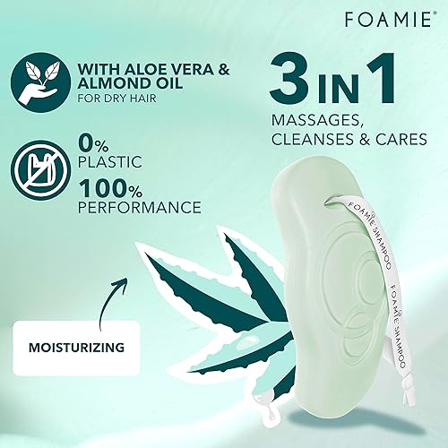 Miniatura 5 de Foamie Barra de champú, aloe vera natural para cabello seco, 100% vegano y sin plástico, sin sulfatos, sin parabenos, sin crueldad, 2.8 onzas
