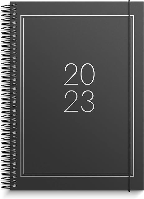 Burde Diary 2023 Doodle Black | 12 December 2022 - 7 January 2024 | 21x15 A5 Format | 12 Month Diary | Weekly Planner with Monthly & Yearly Overview