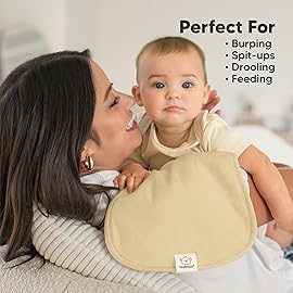 Organic Burp Cloths Baby Boy & Girl - 5-Pack Super Absorbent Cotton Burping Cloths for Babies, Soft & Plush Newborn Spit Up Rags, Infant Towels for Milk Spit Up, Unisex, Large 21 x 10 (Palms)