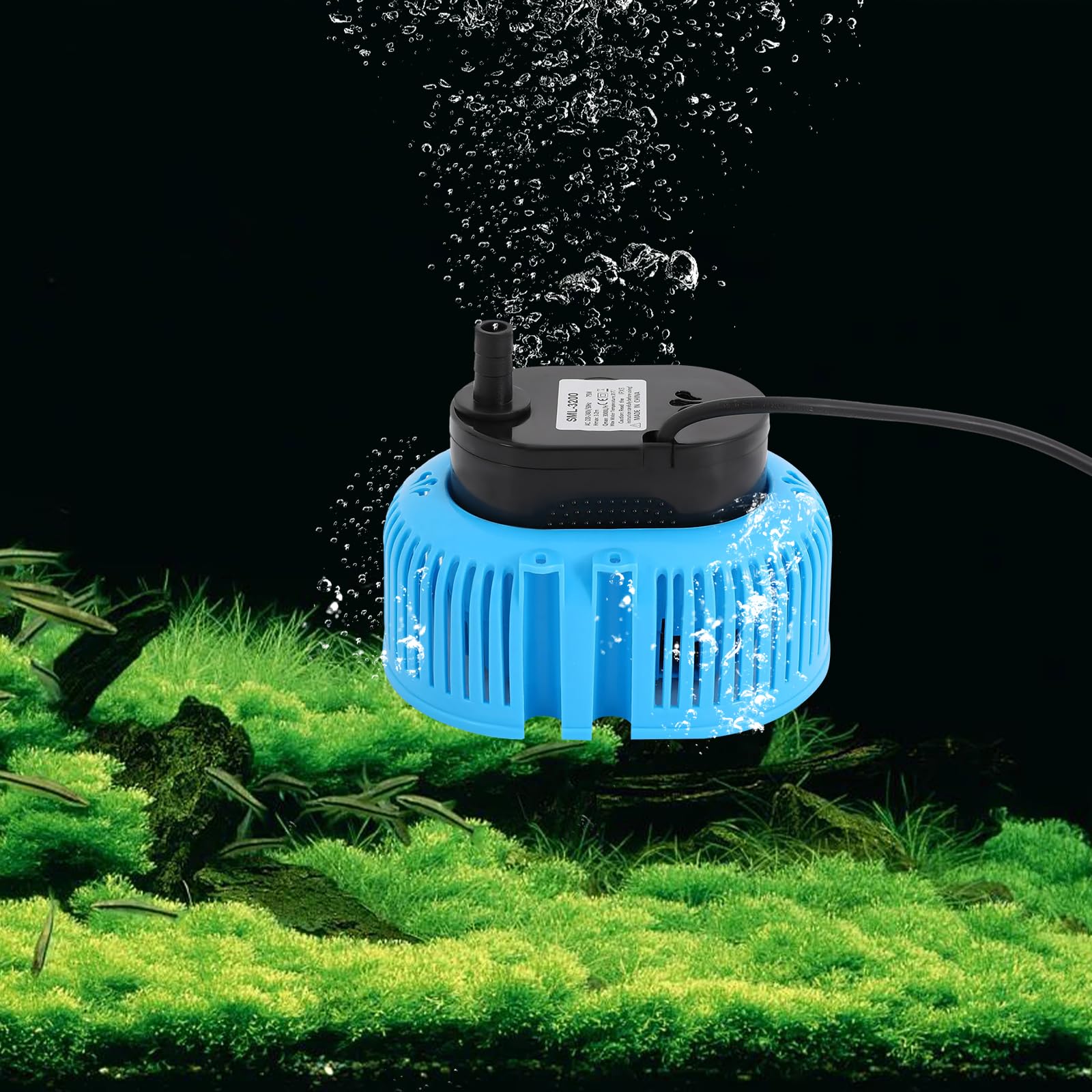 Pompa sommersa per acque sporche, 75 W, pompa di copertura per piscina (blu), altezza massima di erogazione 3,2 m, 3000 l/h, IPX8, mini pompa per acque sporche con 3 ugelli, per piscina, laghetto