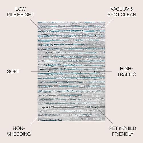 Miniatura 2 de JONATHAN Y SOR204A-8 Batten - Alfombra moderna a rayas para interiores, contemporánea, de transición, a rayas sólidas, fácil de limpiar, para Gris