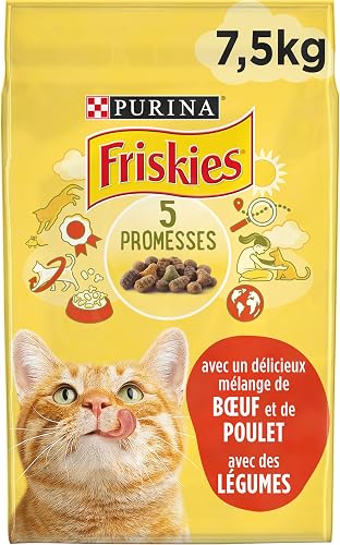 Purina Friskies, Bœuf, Poulet et Légumes, Chat Adulte, 7,5kg