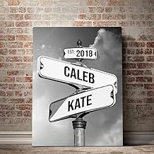 Personalized Crossroads Street Sign For Couples, Custom Name And Date Vintage Street Sign Canvas Print, Christmas Gifts for her/him, Valentines Day Gift for Girlfriend/Boyfriend