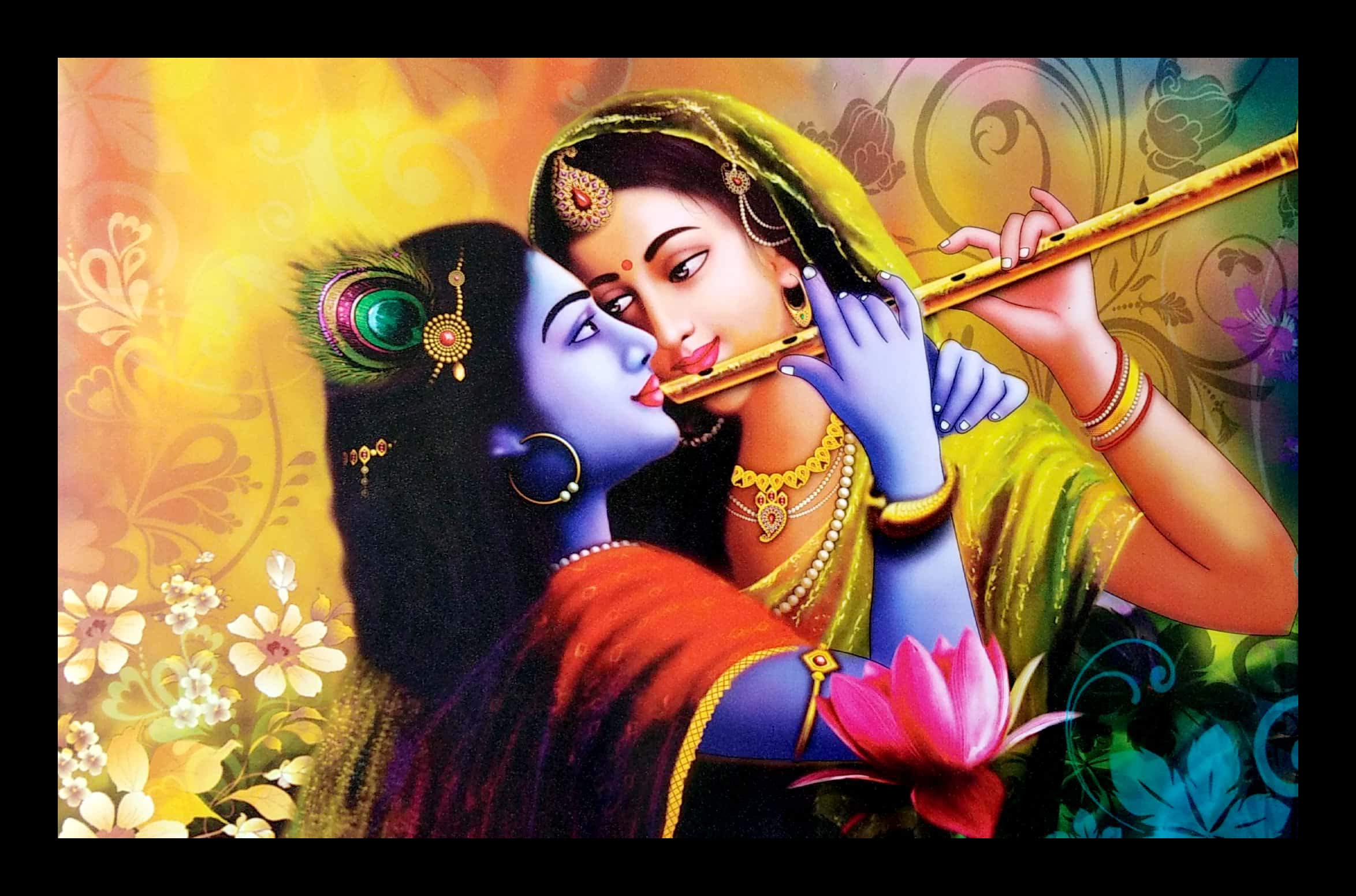 Paintings Villa Radha Krishna Synthetic Wood UV Art Painting (35.56 cm x 1.27 cm x 50.8 cm)