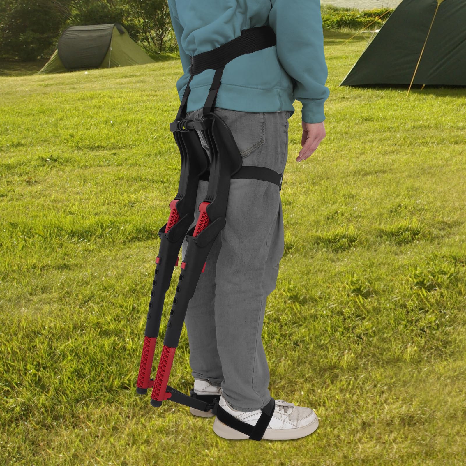 Silla portátil exoesqueleto para actividades al aire libre, pesca y camping, altura ajustable, ancho y ángulo de cojín ajustable, multifuncional y ligera, silla invisible (A)