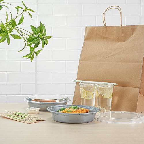 Miniatura 163 de Restaurantware Asporto - Cajas para llevar de 16 onzas, 50 recipientes de alimentos para llevar para microondas, tapas de plástico transparente Negro