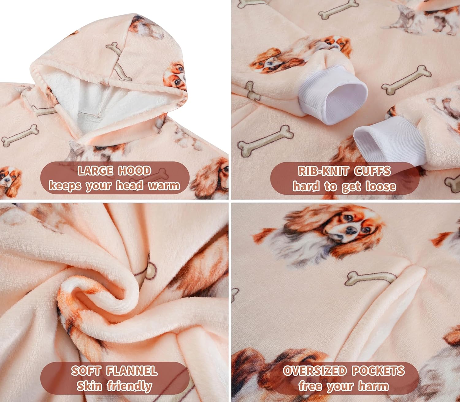 Cavalier King Charles Dog Gifts, Blanket Hoodie for Cavalier King Charles Dog Lovers, Gift Ideas for Christmas, Birthday, Mother's Day - Image 2