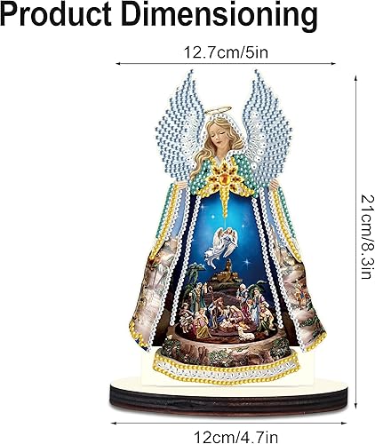 Miniatura 2 de Kit de adornos de escritorio de pintura de diamante con patrón de niña ángel para adultos, principiantes, 5D, arte de diamante, decoración de mesa,