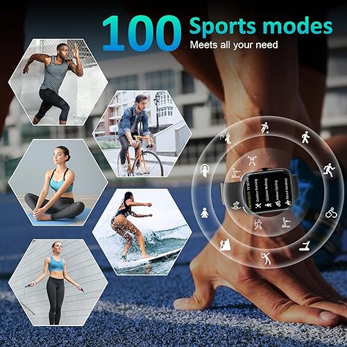 Miniatura 3 de EURANS Reloj inteligente de 1.654in (respuestahaz llamada) pantalla táctil HD IP68 impermeable para teléfonos Android e iOS, monitor de oxígeno en