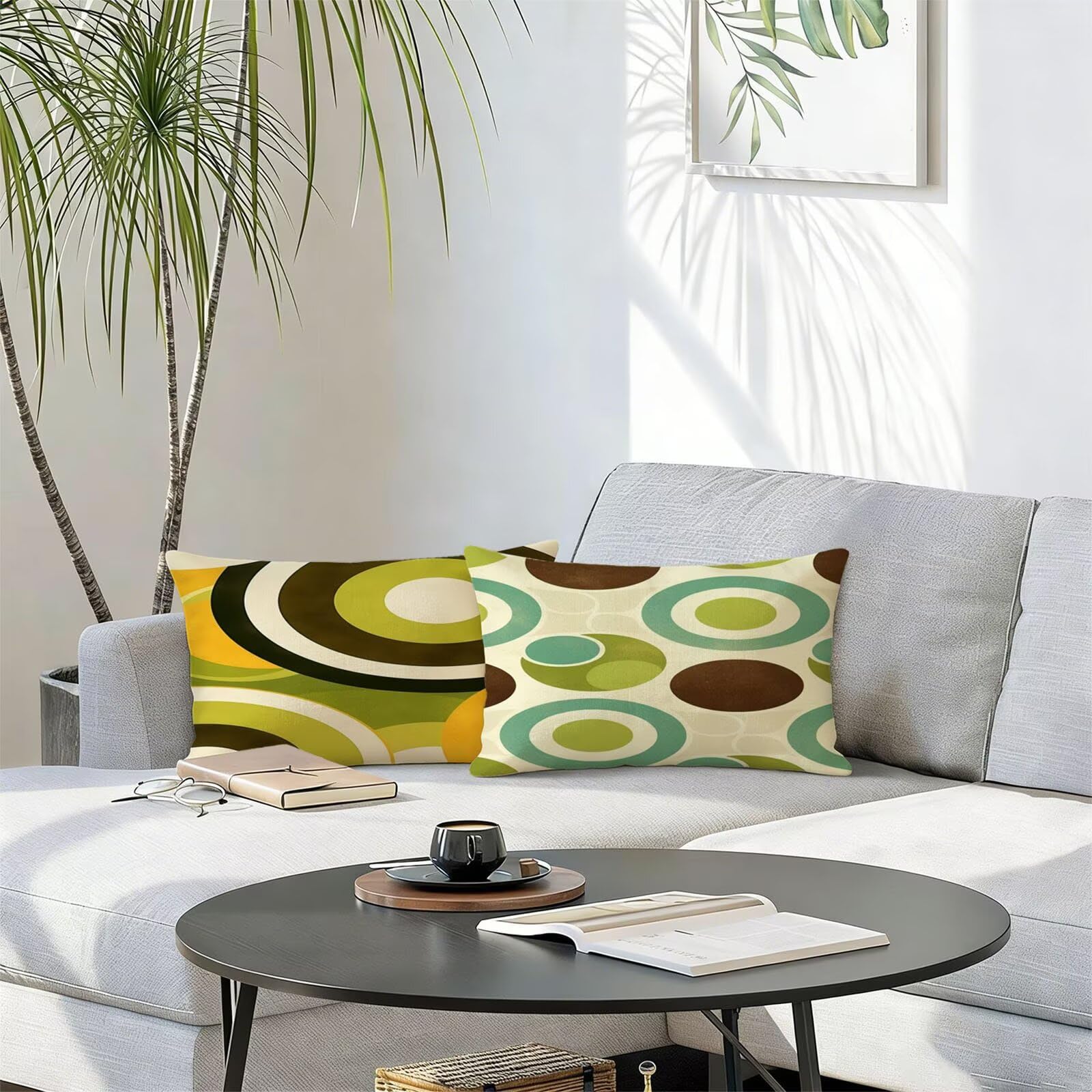 Housse de Coussin Canapé Couleur Orange 50x70cm Exterieur Impermeable Géométrie Taie D'oreiller Décoratif Aesthetic Housse Coussin Decoration pour Chambre Sofa Jardin Balcon Terrasse Lot de 2. T-2166
