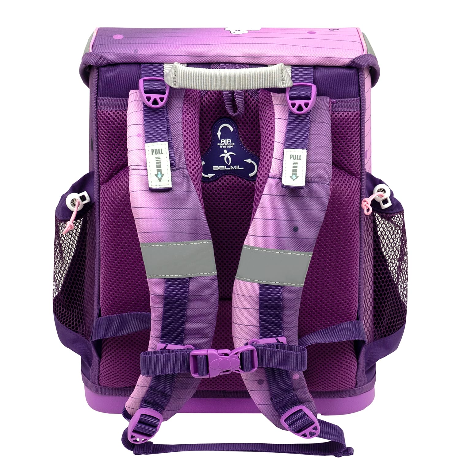 Belmil ergonomischer Schulranzen Set 5-teilig mit Regenschutz 1, 2 Klasse Grundschule/Super Leicht 800-860 g/Brustgurt 405-33/AG/S/R (Little Caty 2)