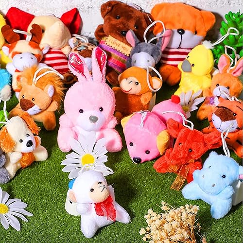 Miniatura 18 de Skylety Juego de 50 mini animales de peluche a granel, lindos animales de peluche, selva de safari, pequeños juguetes de peluche, llavero de peluche