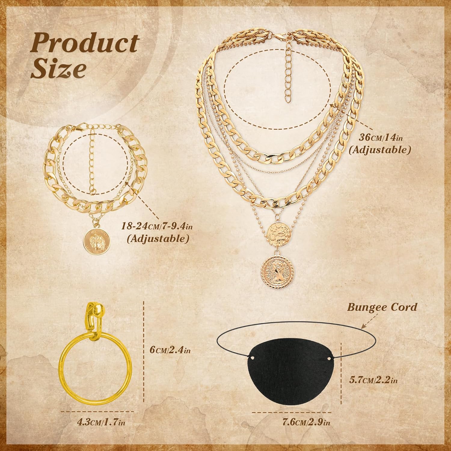 CICOCI Men Pirate Costume Accessories Set for Women: Pirate Hat, Head Scarf, Sash, Belt, Dress Accessories - Image 5