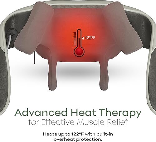 Miniatura 3 de Masajeador eléctrico de cuello y espalda, función de calor, masajeador de cuello inalámbrico de tejido profundo para relajar los músculos, masaje 4D