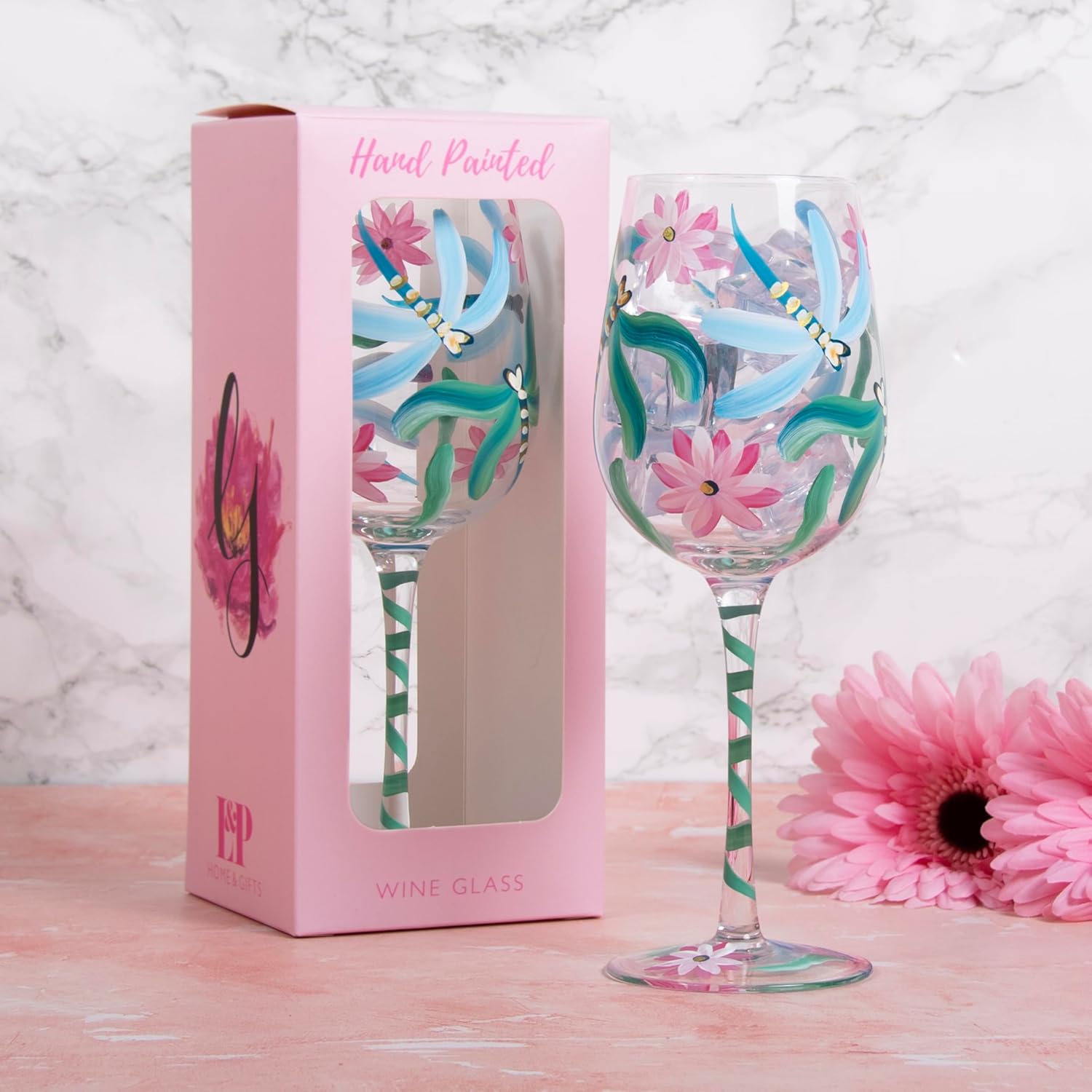 Lesser & Pavey Dragonflies Wine Glass Lynsey Johnstone for Home & Restaurants | Stylish Wine Glasses for Hot & Cold Drinks | Lovely Tableware Wine Drinking Glasses Gifts for Women & Men