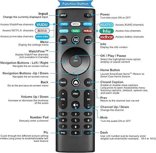 Miniatura 4 de Reemplazo remoto para TV inteligente Vizio XRT136 XRT140 XRT260 XRT270, control remoto universal para todos los televisores inteligentes Vizio