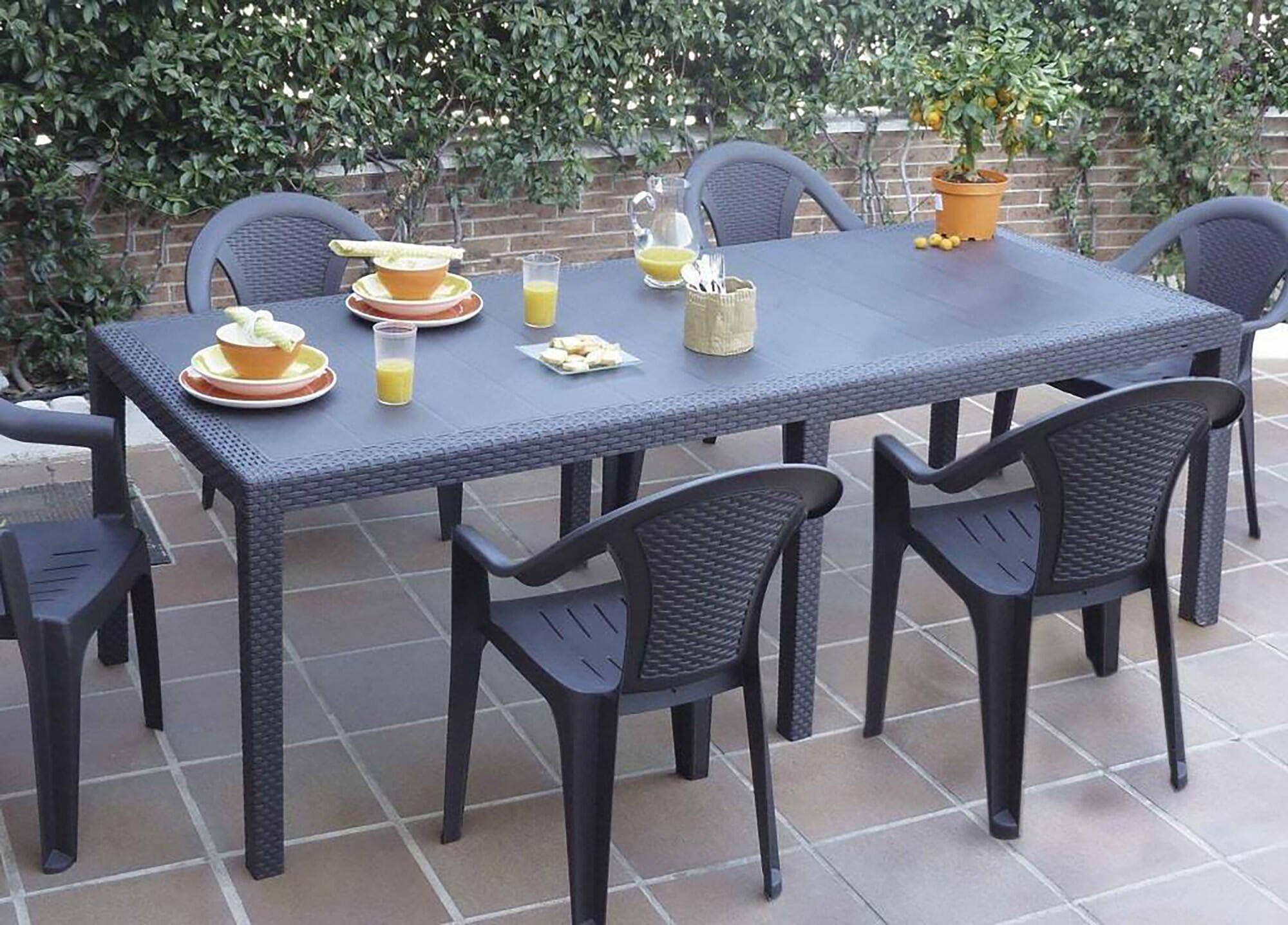 Dmora Table d'extérieur rectangulaire extensible 150-220 cm anthracite Made in Italy