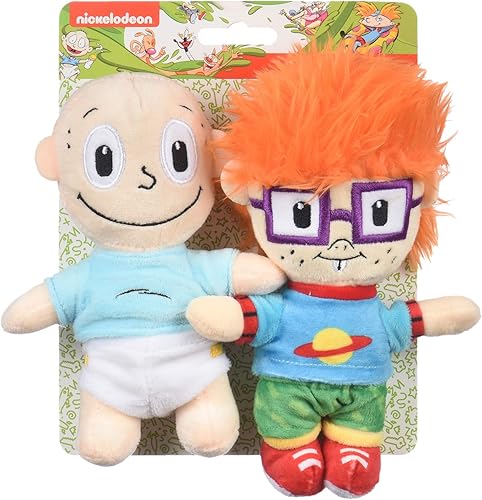 Nickelodeon Figura de peluche para perros de Rugrats de Tommy y Chuckie, juguetes de Nickelodeon de 6 pulgadas, 2 juguetes Rugrats para perros de