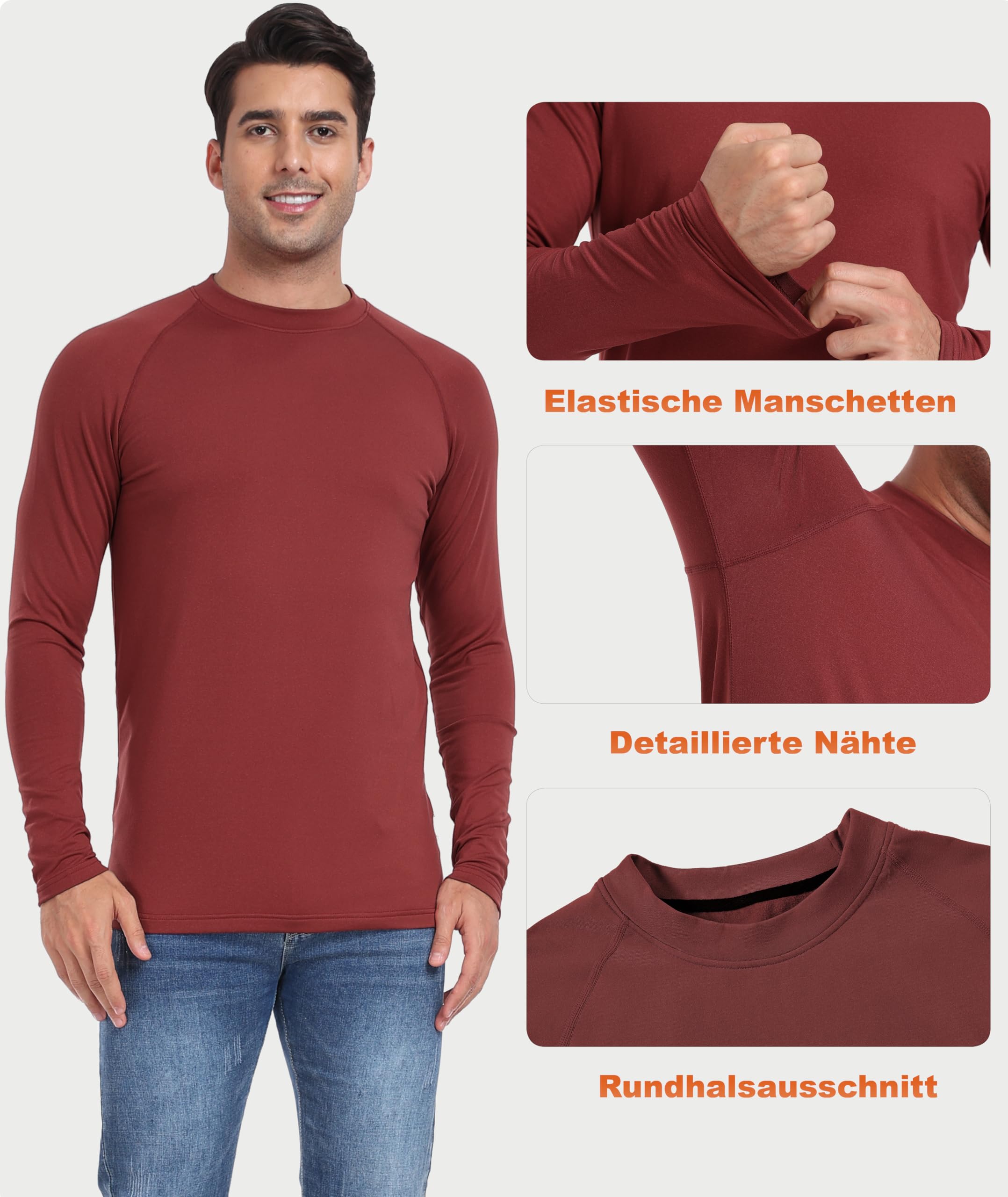 Djtnzdm Maglietta Compressione Uomo Maglia Termica Uomo in Pile Maniche Lunghe Invernale Sportivo Fitness Sci Termico Uomo Top