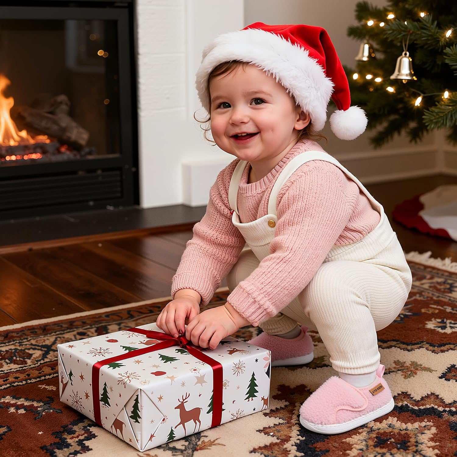 Baby Slippers Boys Girls Indoor Outdoor Non Slip Slippers Comfort Lightweight Shoes with Warm Wool Interior for 6 12 18 24 Months - Image 2