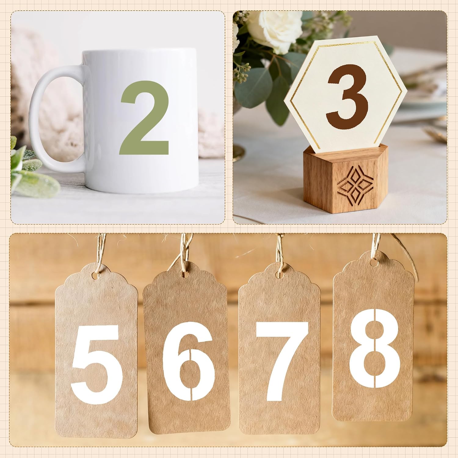 3,4,5 Inch Number Stencils, 30Pcs Plastic Reusable Washable Curb Stencil Kit for Address Painting, 0-9 Large Number Custom Stencils Digital Templates for Spray Painting, DIY Crafts, Address Signs