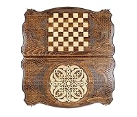 Vista 6 de WOODEN BACKGAMMON set BOARD GAME Armenian backgammon Nardi Nardy checkers chess carving flowers Ornament handmade gift walnut wood table game