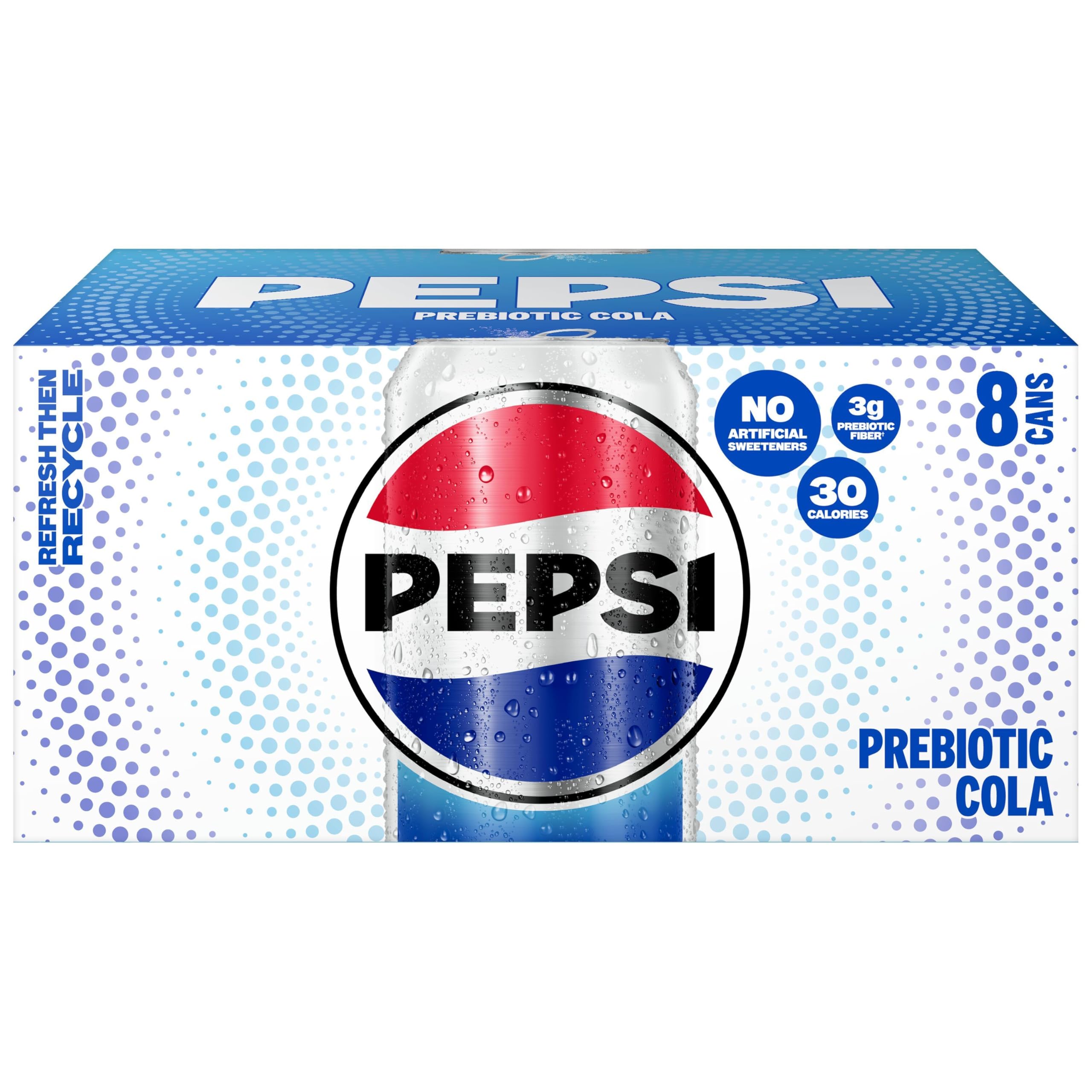 Pepsi Prebiotic Cola 12 fl oz Cans 8 Pack 30 Calories 5g Prebiotic Fiber 5g Sugar Soda Pop — view 5