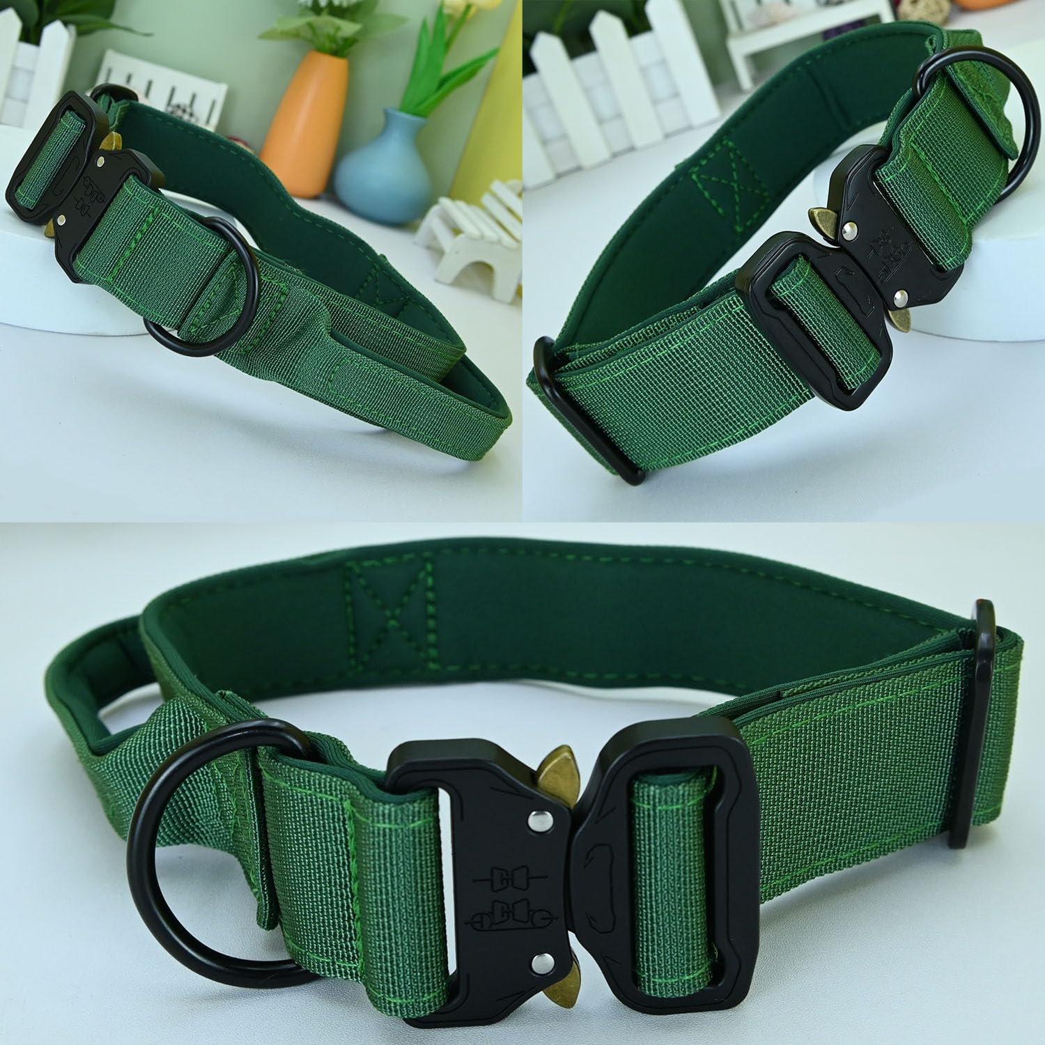 Newtensina Outdoor Tactical Dog Collar with Handle, Heavy Duty Military Dog Collar with D Ring - Image 2