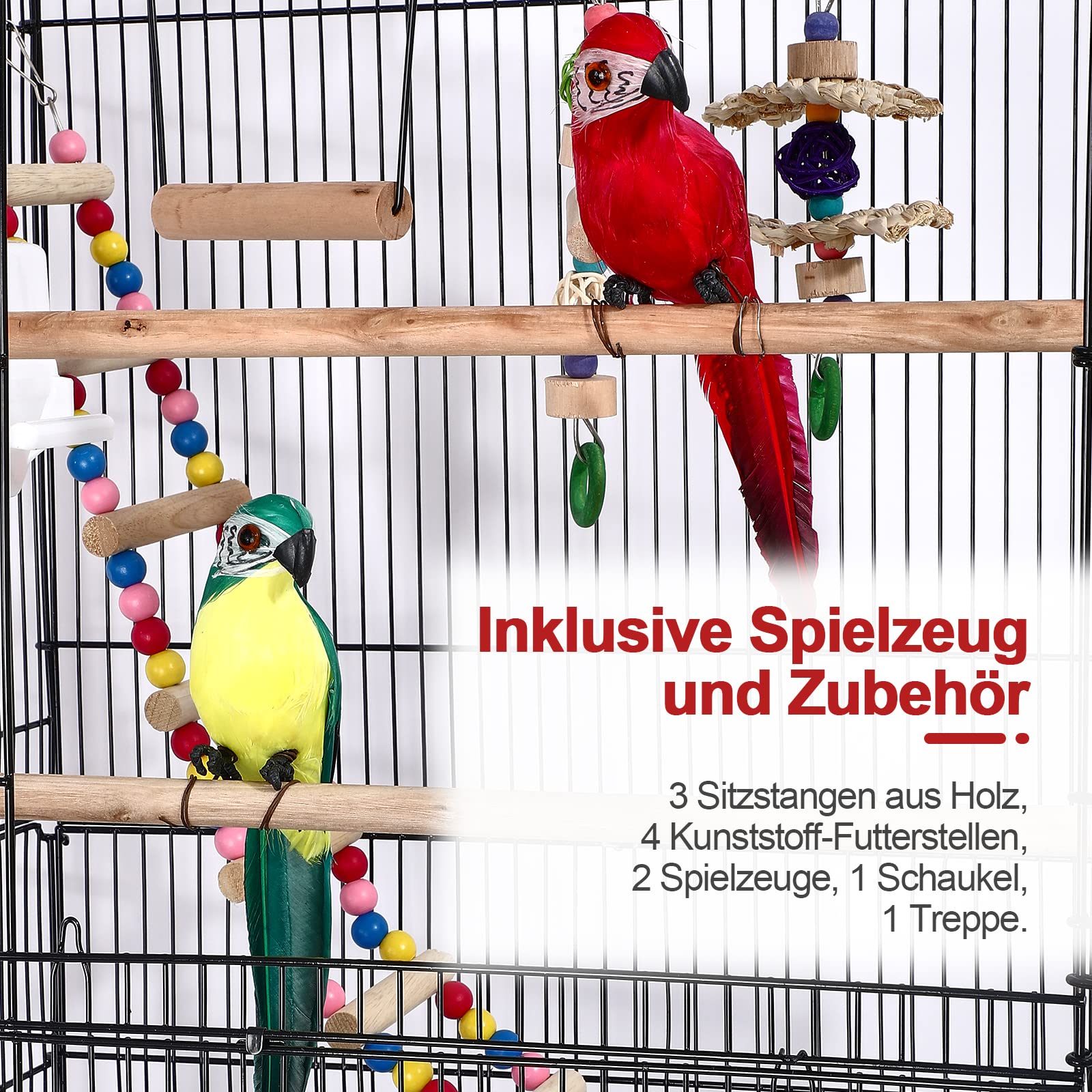 Vogelvoliere Metall Großer Vogelkäfig Wellensittich Käfig mit Vogelspielzeuge 46x35.5x99 cm(Typ A)