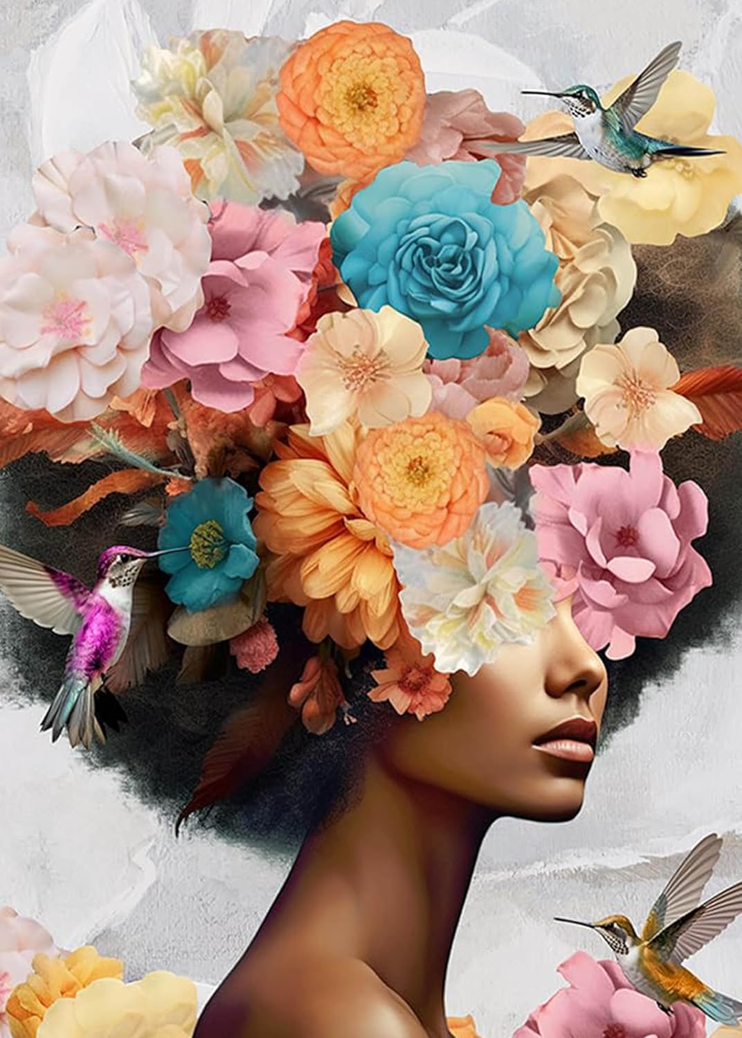 Ksxistiyt Diamond Art Painting Kits for Adults, Flower Women Full Drill Diamond Dots Paintings for Beginners, Round 5D Paint with Diamonds Pictures Gem Art Painting Kits DIY Crafts Kits 12x16inch