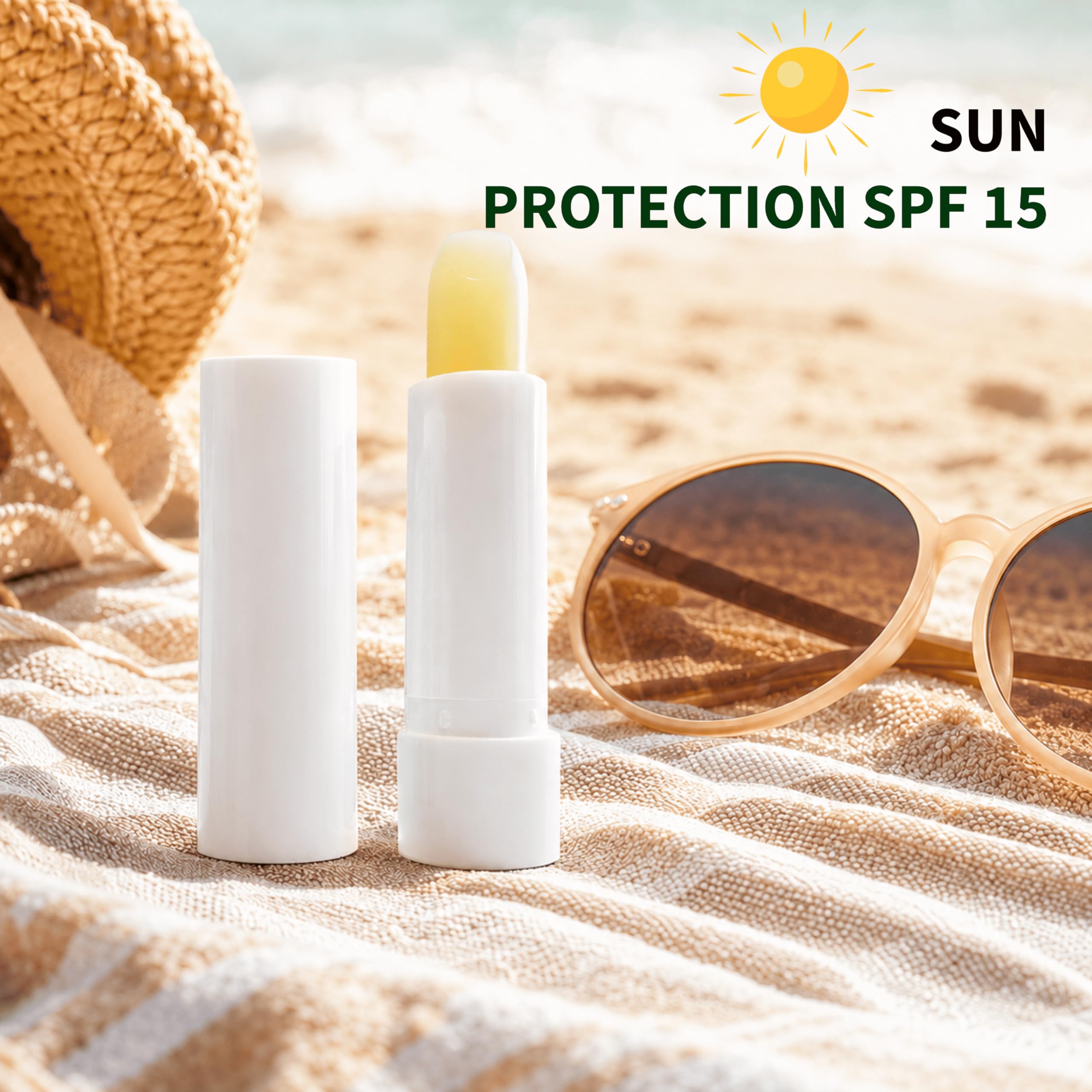 Balsamo Labbra Aloe Vera SPF 15 | 5 unità | Stick Labbra Idratante con Filtro Solare | Cura Quotidiana per Labbra Secche | Texture Morbida Non Appiccicosa | Ideale Estate e Inverno